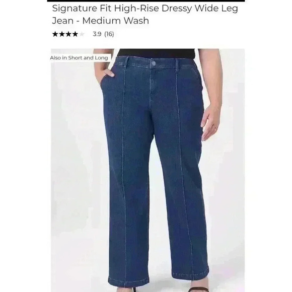 Lane Bryant Wmns Signature Fit High-Rise Wide Leg Flex Magic Waistband Jeans 14 - Picture 3 of 11